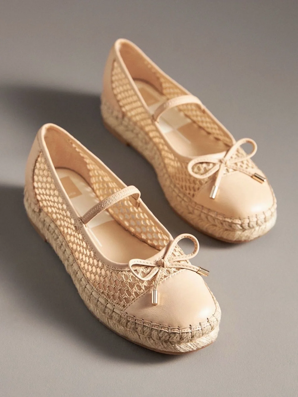 Dolce Vita Cream Espadrille Mary Jane Flats with Bow